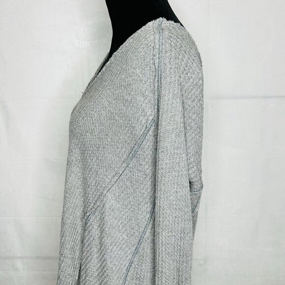 Free People We The Free Gray Long Sleeve Thermal Waffle Knit Top Sz XS - Picture 6 of 10